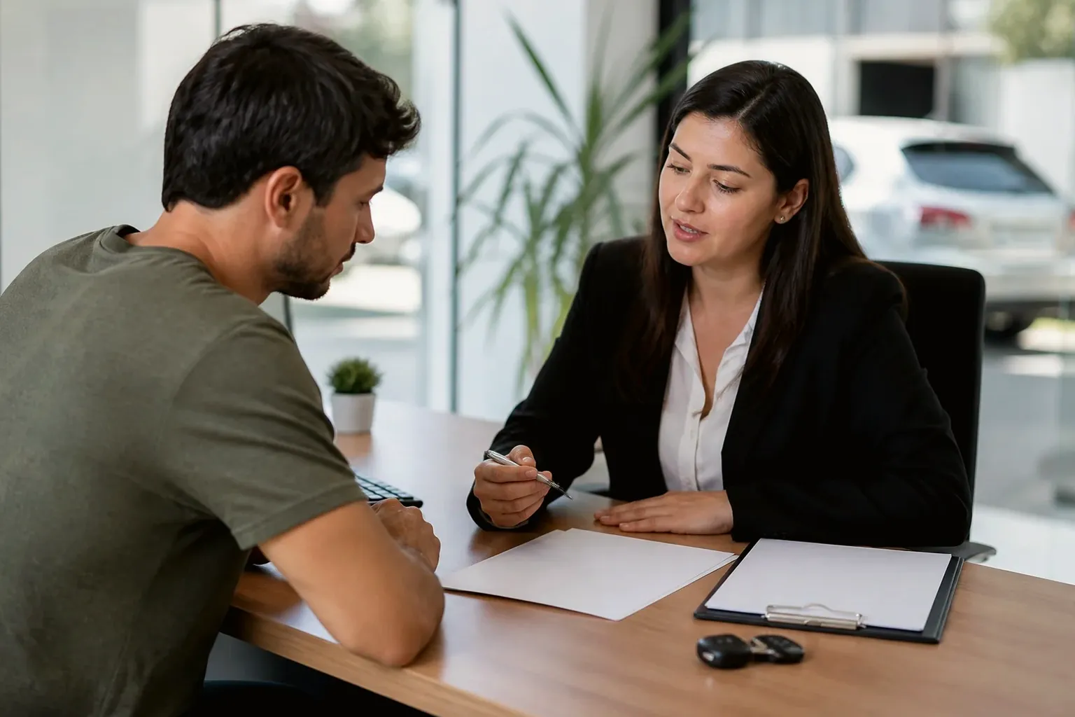Profissionais analisando documentos de multas, em um ambiente de trabalho.